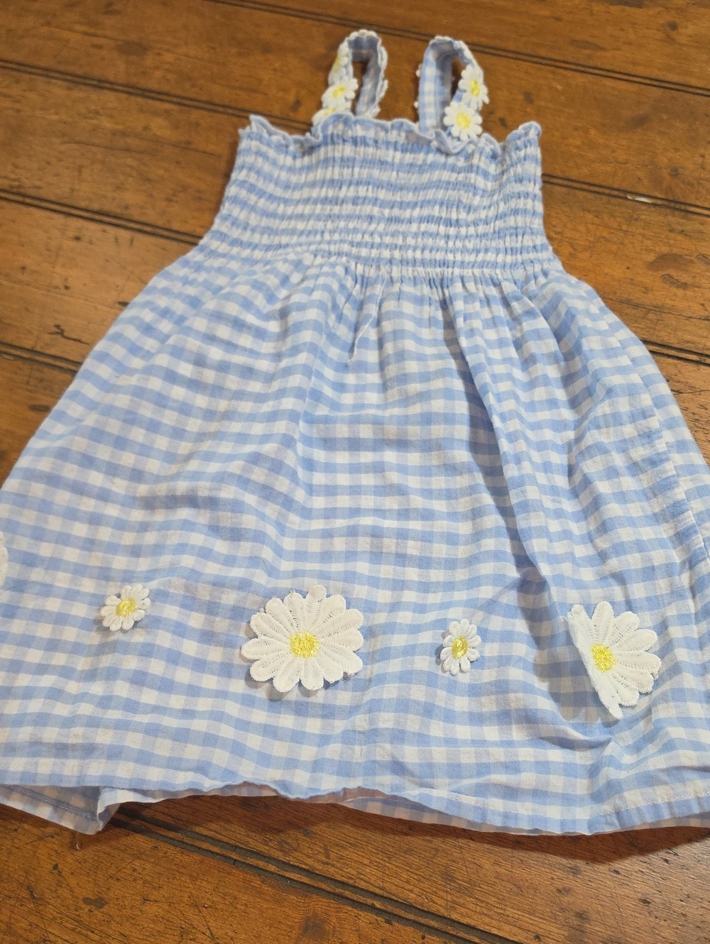 Blue Gingham Daisy Sundress for Kids